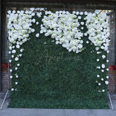 Aperturee - Aperturee White Flower Artificial Greenery Wall For Wedding